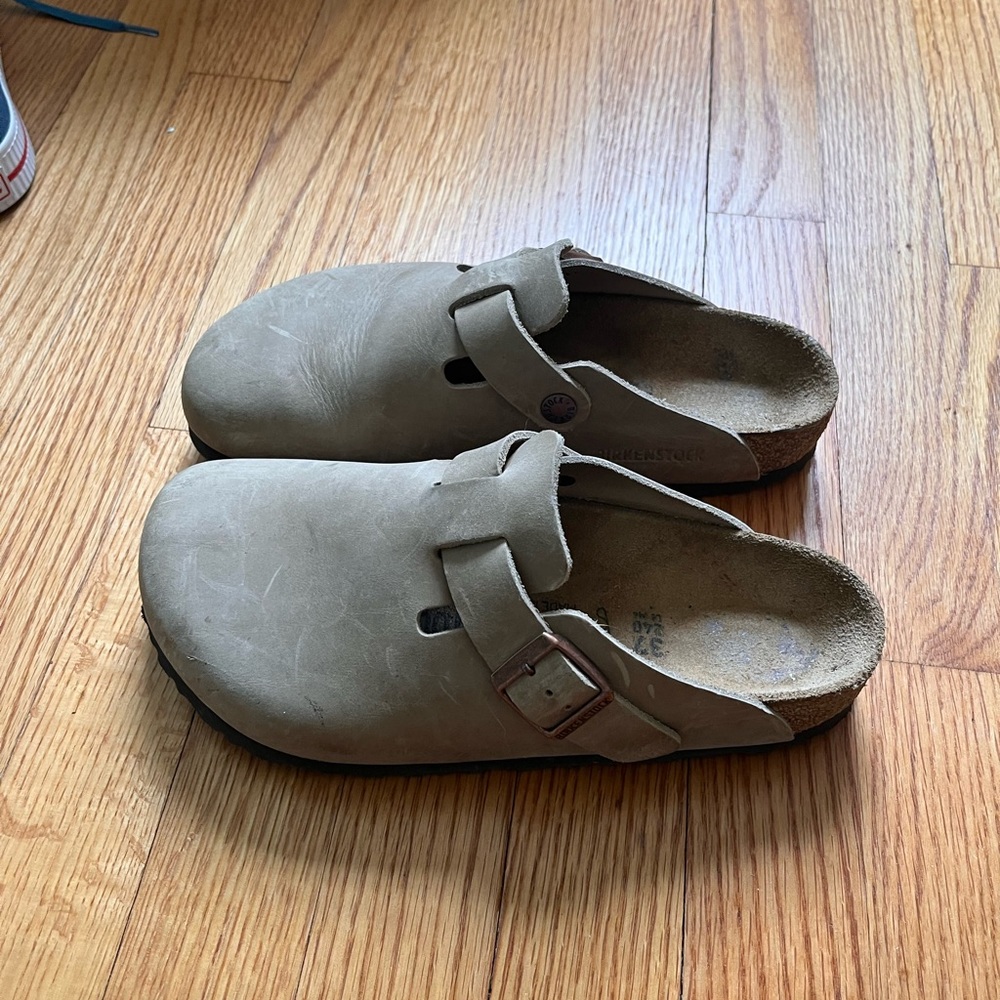 BIRKENSTOCKS: Boston Oiled Leather, Tobacco Brown, Size 37